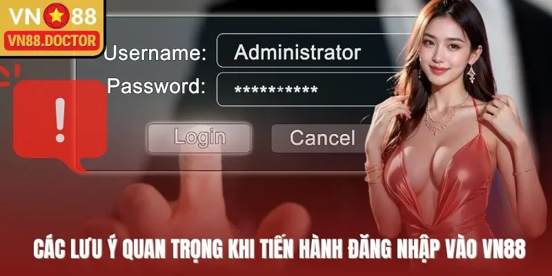 Các lưu ý quan trọng khi tiến hành đăng nhập vào VN88